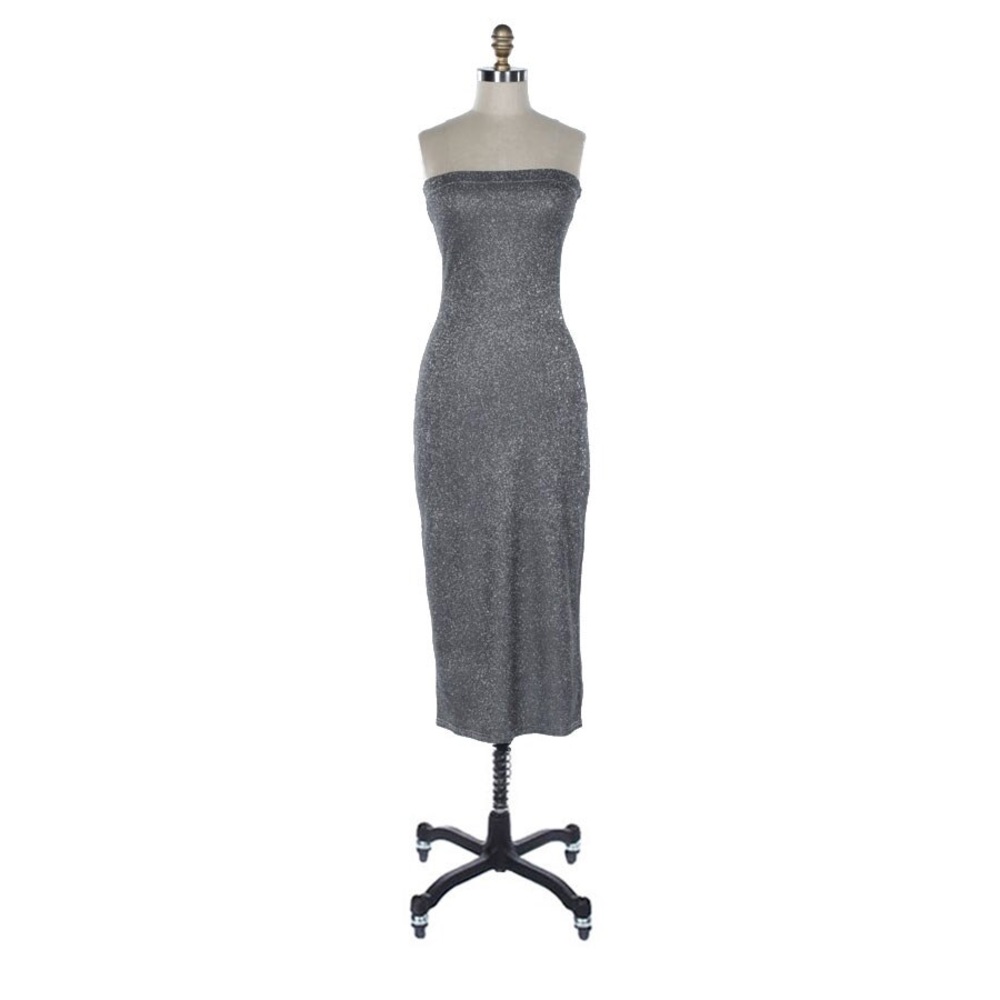 NWT Metallic Shimmer Tube Dress Gray Women’s Size Medium